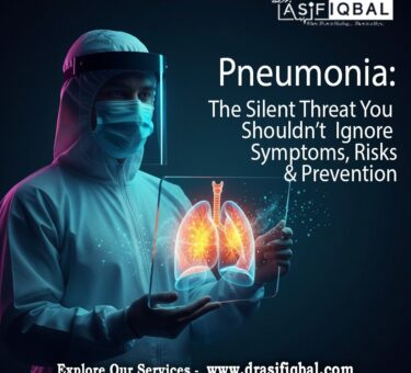 Doctor explaining pneumonia symptoms and prevention to an elderly patient