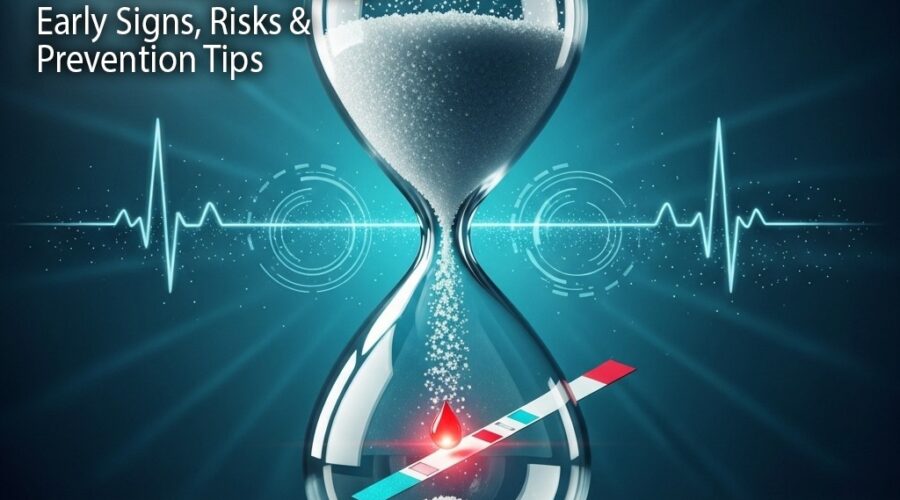 Healthy food and fitness gear symbolizing diabetes prevention through lifestyle changes